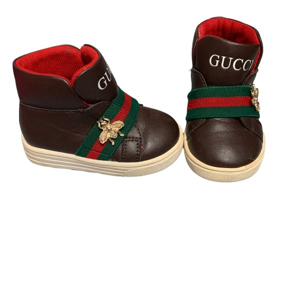 Gucci Toddler Brown, Green & Red Booties/Shoes Size 5 - Picture 5 of 11